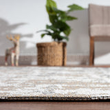 Alfombra Moderna, Pelo Corto. Color Café con Beige. Colección Goztepe