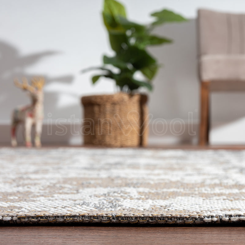 Alfombra Moderna, Pelo Corto. Color Café con Beige. Colección Goztepe