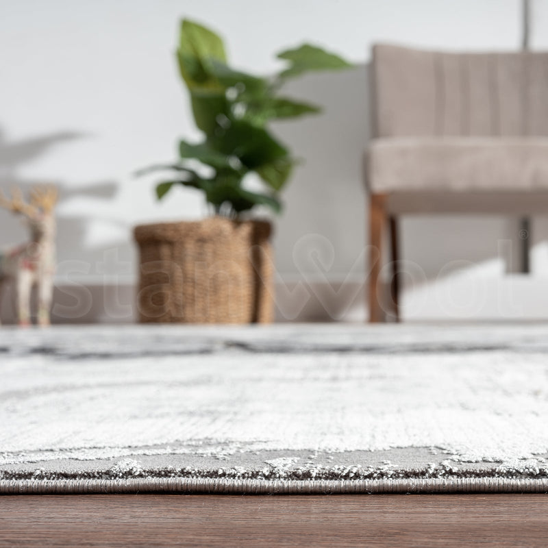 Alfombra Grande Moderna, Gruesa, Pelo con Relieve, Color Gris. Colección Bebek.